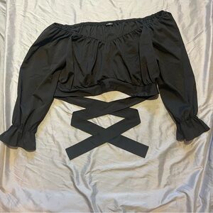 Women's Black Off-Shoulder Peasant Top